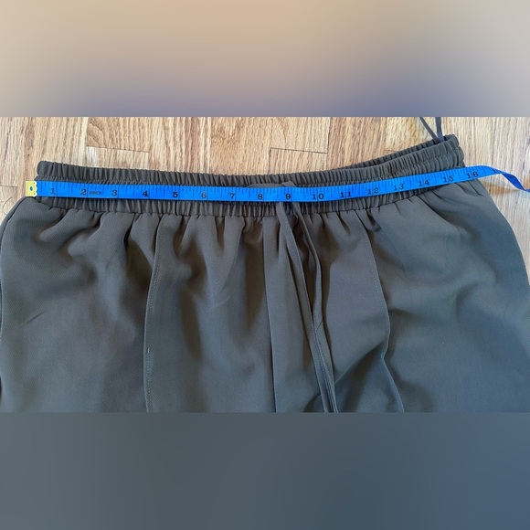 Karen Millen Twill Tie Waist Woven Straight Leg Army Green Pants - Size 12 - Picture 5 of 9